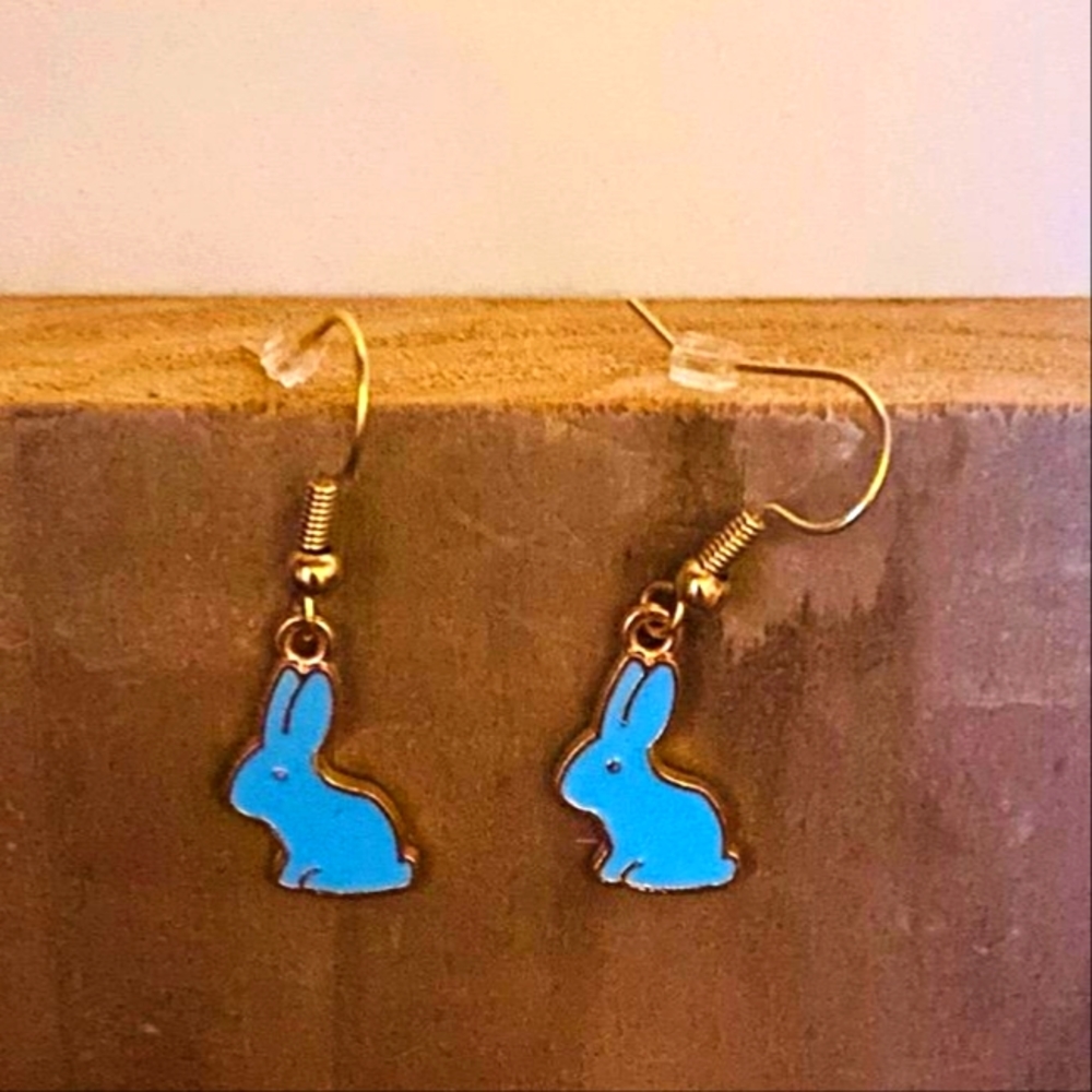 Blue bunny earrings